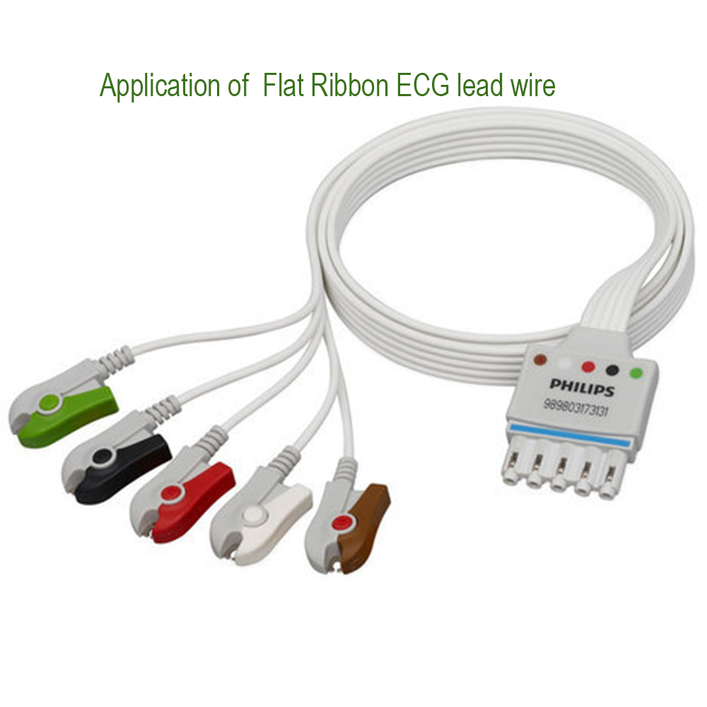 Flat ribbon 5 lead ECG leadwire