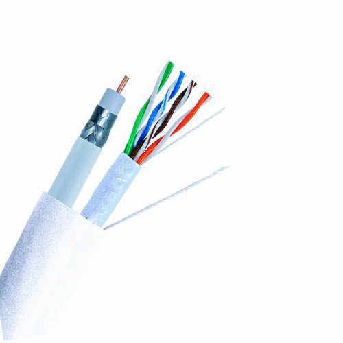 Round bundled cable coaxial rg6u and cat5 e bulk wire