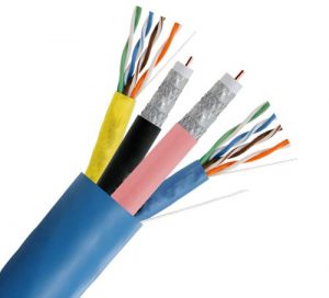 Round bundled cable with 2 cat5 E and 2 coaxial rg6u
