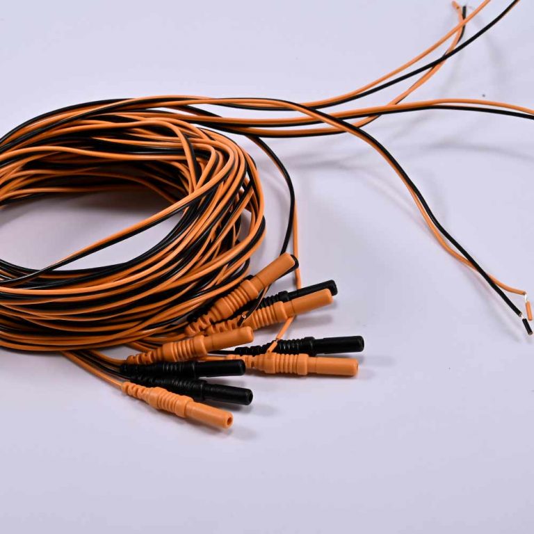 2 wire parallel Flat EEG Electrodes Orange and Black YQF Medical Cable