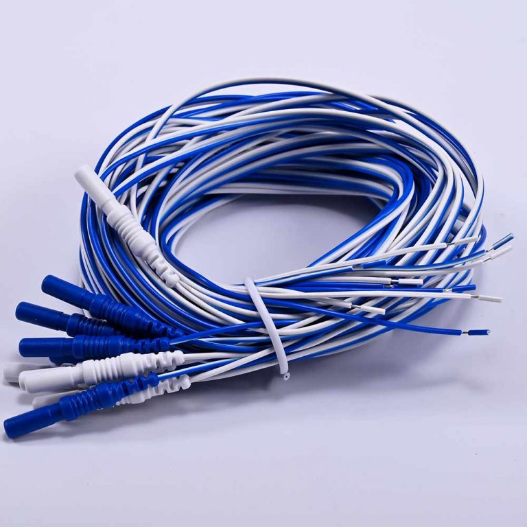Flat EEG Raw prolonged eeg electrodes Blue and White YQF Medical Cable