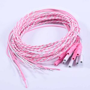 Pink & White 2 wire twised EEG leadwires 1.5 meters length