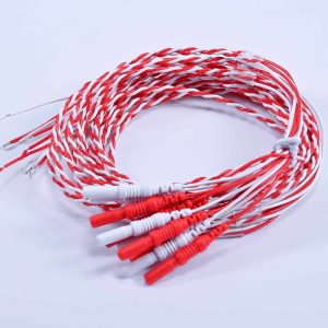 White & Red Twisted EEG EMG Leawires Electrodes