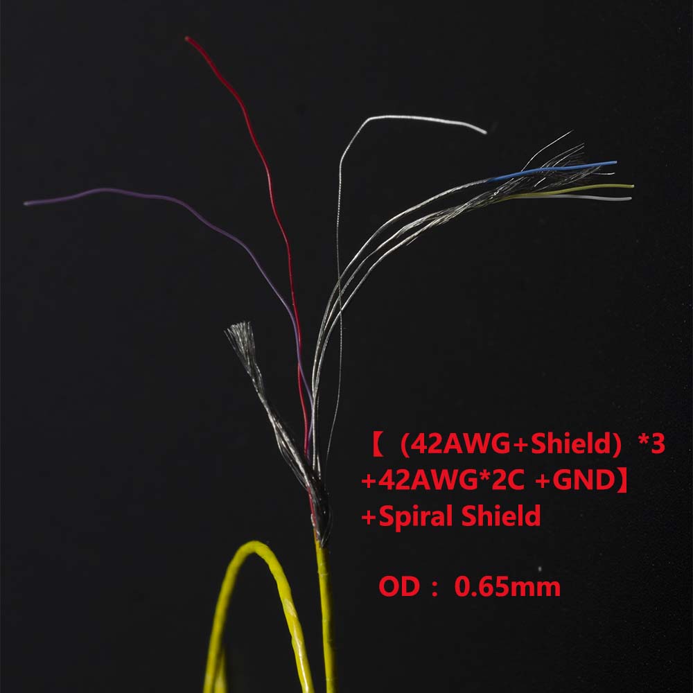42AWG 5 wire endoscope camera module cable with 3 wire shielded OD 0.65mm
